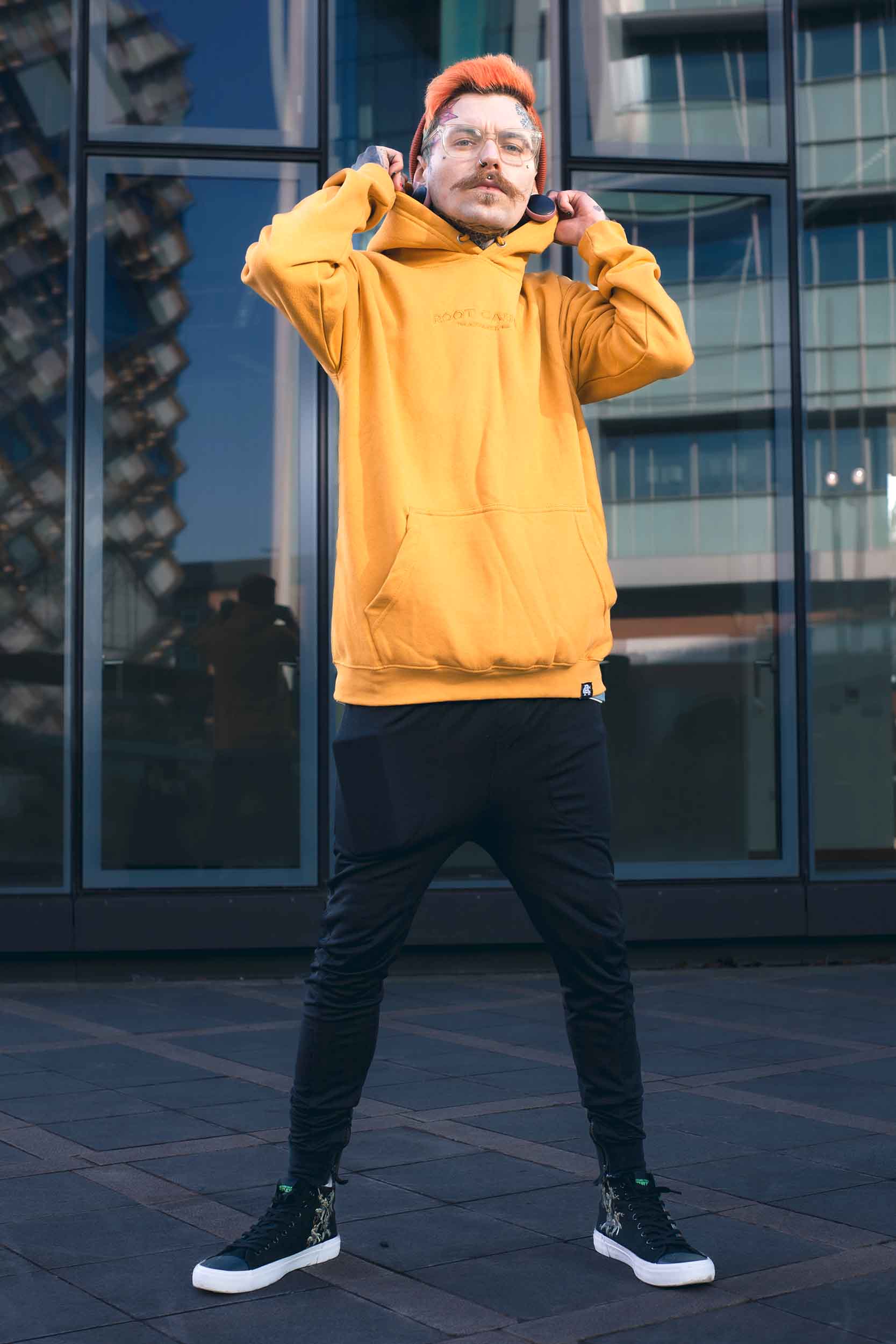 Mens yellow 2025 hoodie outfit